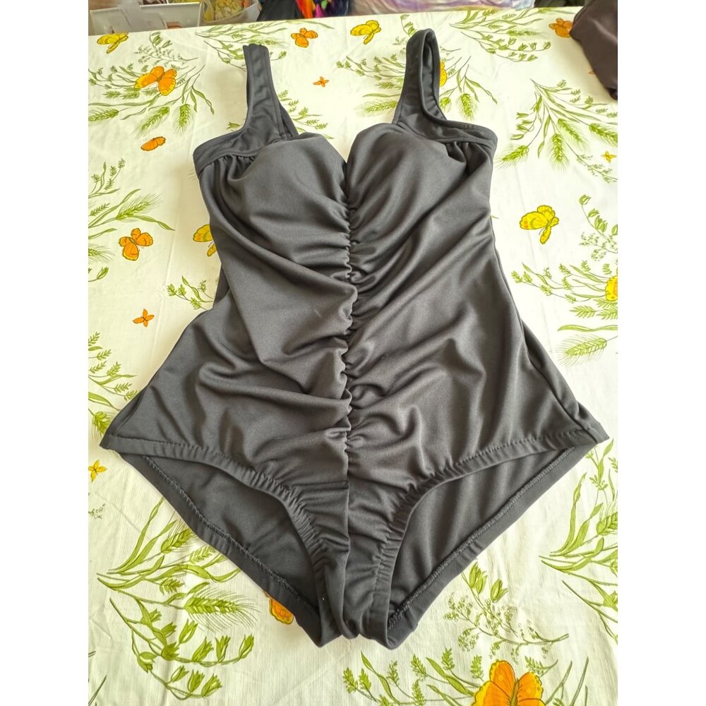 Maxine Of Hollywood Ruched One-Piece Swimsuit With Wide Straps Size 20WT